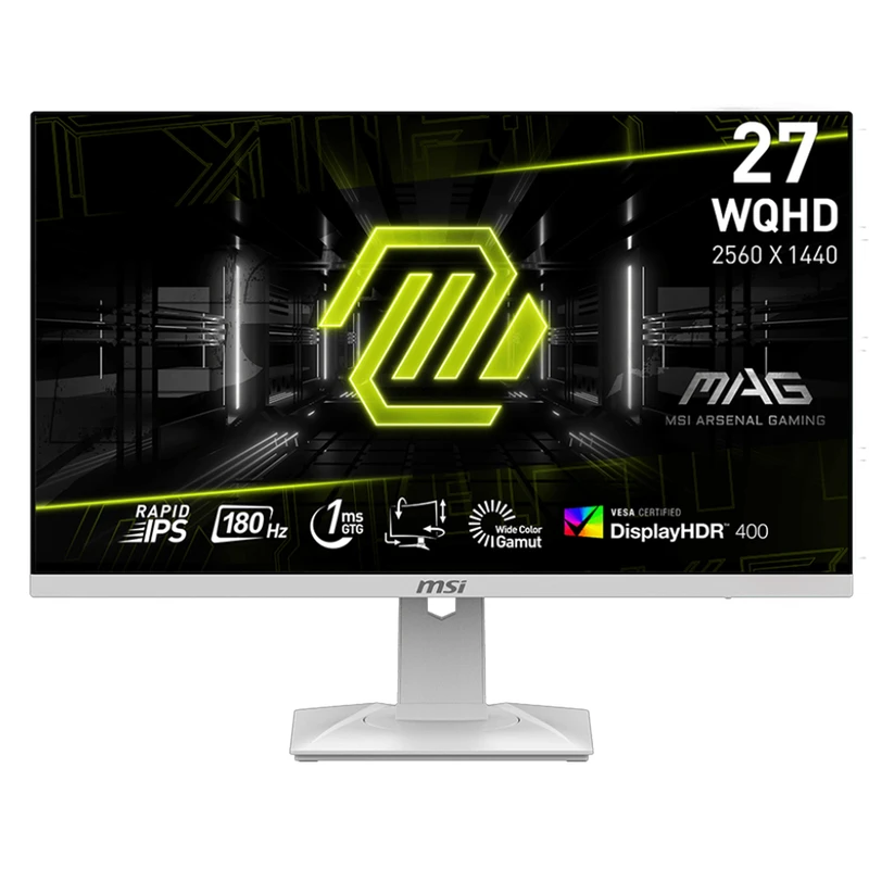 مانیتور گیمینگ 27 اینچ ام اس آی مدل MAG 274QRFW، رزولوشن 2K، پنل Rapid IPS، نرخ بروزرسانی 180 هرتز، با نسبت تصویر 16:9